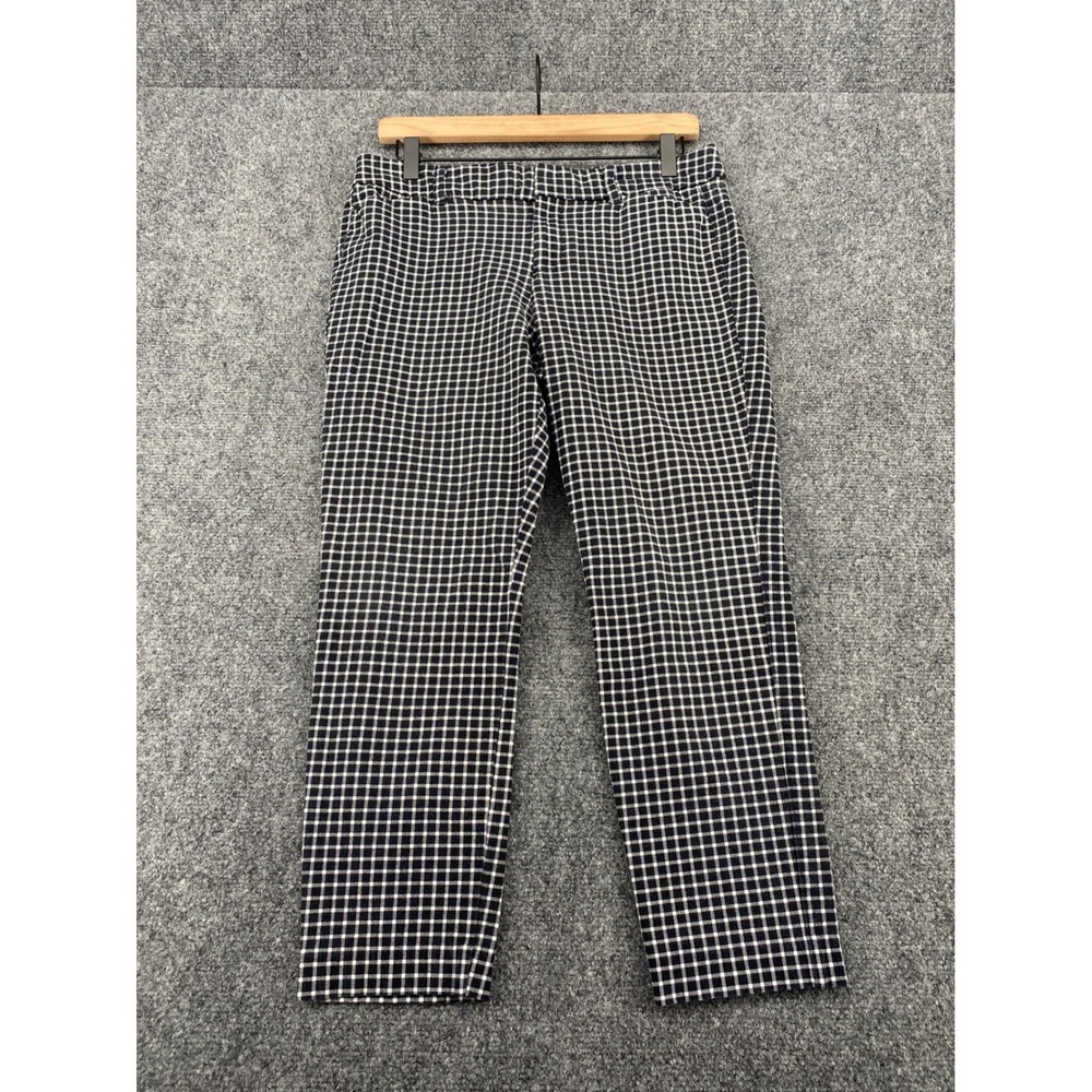 Old Navy Pixie Ankle Pants Womens 10 Blue White Gingham Check Stretch Trousers